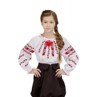Блуза вышиванка для девочки Подоляночка (сорочечная белая) 