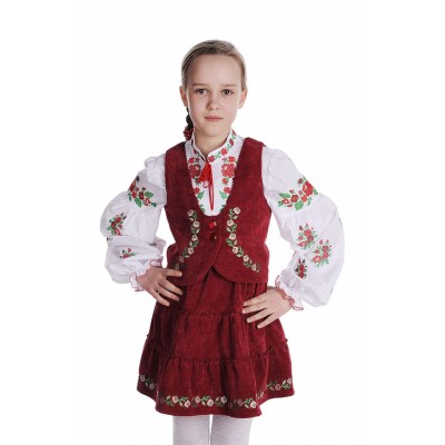 Блуза вышиванка для девочки Радужная роза (батист белый) 