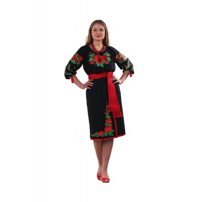 Плахта женская Маки (габардин черный) 