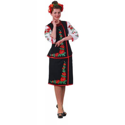 Плахта женская Маки (габардин черный) 