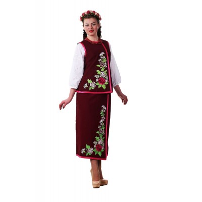 Плахта женская Троянда (габардин бордовый) 