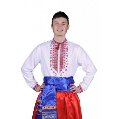 Рубашка вышиванка мужская Гетьман (домотканое полотно)