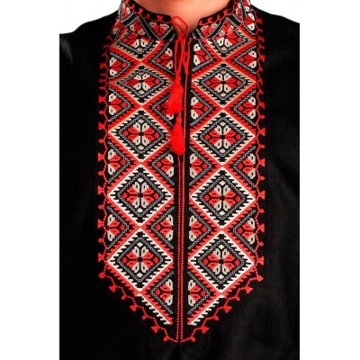 Рубашка вышиванка мужская Родосвет (лён черный) 
