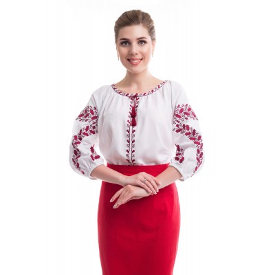 Блузка вышиванка женская Биляра (штапель белый)